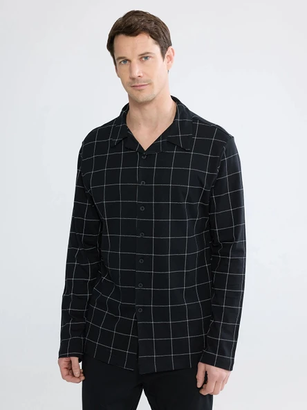 LC WAIKIKI Siyah Standart Kalıp Ekose Erkek Pijama Takım ürün görseli 1