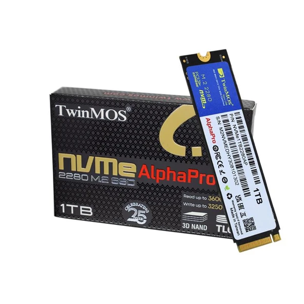 1 TB TWINMOS M.2 PCIe NVMe 3600/3250 NVMe1TB2280AP ürün görseli 1