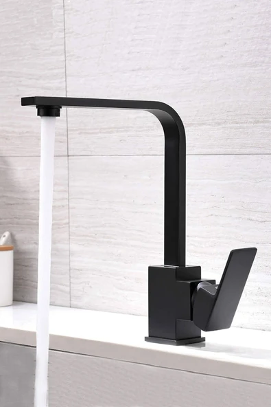Siyah Kare Banyo Lavabo Bataryası  Modern ve Dayanıklı ürün görseli 1