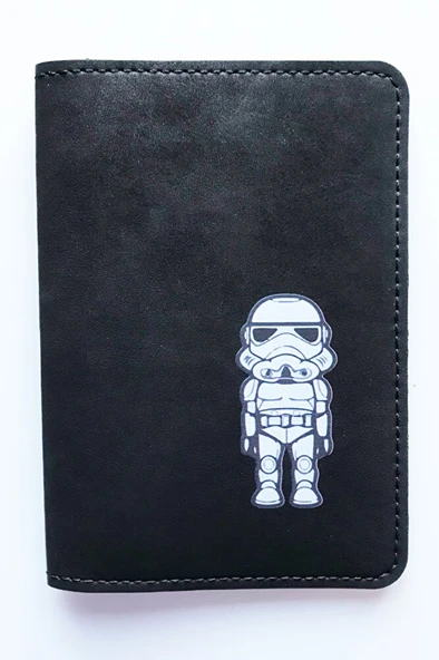 Starwars Pasaport Kılıfı Vegan Deri Pasaportluk Baskılı Siyah ürün görseli 1