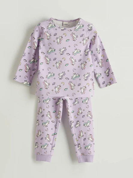 LCW Kids Lila Desenli Kız Çocuk Pijama Takımı ürün görseli 1