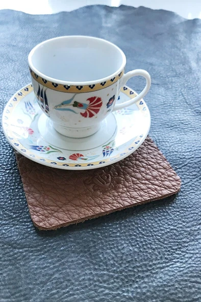 Coaster Kare Bardak Altlığı Hakiki Deri Kahverengi ( 1 Adet ) ürün görseli 1