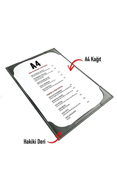 Suni Deri Menü Kabı Yemek Menüsü Restaurant Cafe Otel Menü A4 Lacivert ürün görseli 1