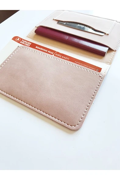 Voyager Pasaport Kılıfı Minimalist Vegan Suni Deri Pasaportluk Pembe ürün görseli 1