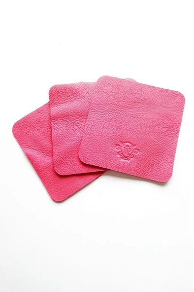 Coaster Kare Bardak Altlığı Hakiki Deri Pembe ( 1 Adet ) Fiyatıdır. ürün görseli 1