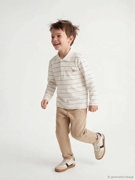 LCW Kids Ekru Polo Yaka Erkek Çocuk Tişört ve Pantolon ürün görseli 1