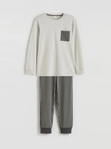 LCW Kids Gri Bisiklet Yaka Erkek Çocuk Pijama Takımı ürün görseli 1