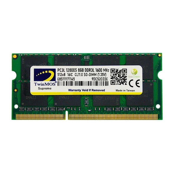 8 GB DDR3 1600MHZ TWINMOS 1.35 NB MDD3L8GB1600N ürün görseli 1