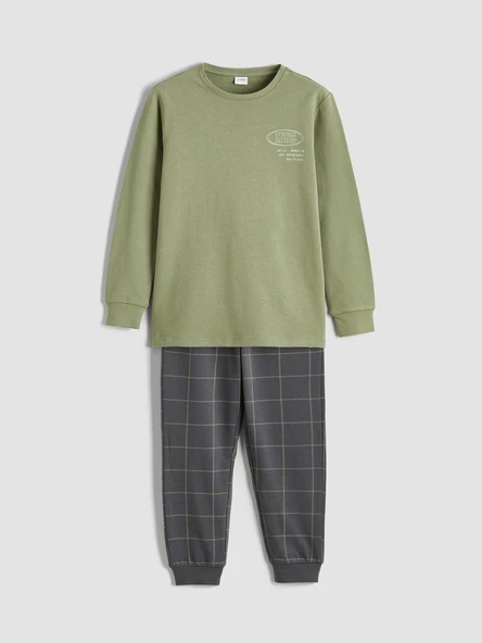 LCW Kids Yeşil New York Baskılı Erkek Çocuk Pijama Takımı ürün görseli 1