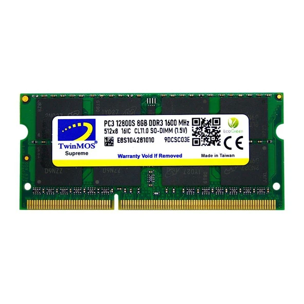 8 GB DDR3 1600MHZ TWINMOS 1.5 NB MDD38GB1600N ürün görseli 1