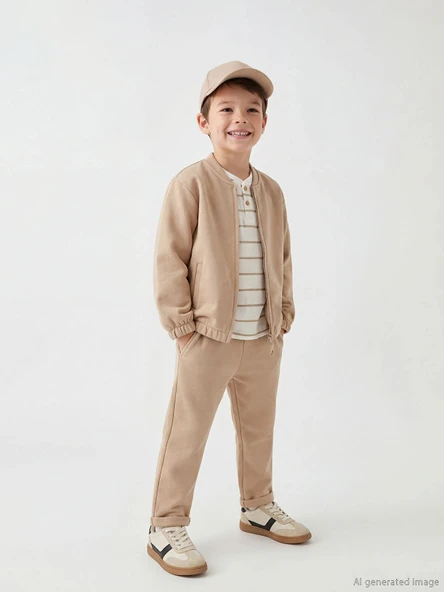 LCW Kids Bej Bisiklet Yaka Erkek Çocuk Takım 3'lü ürün görseli 1
