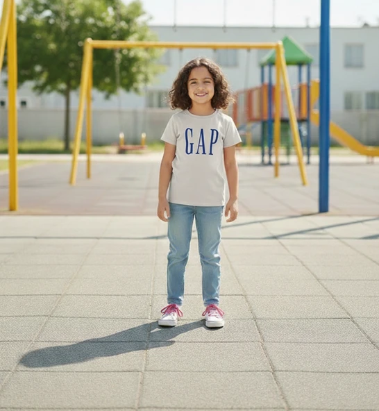 Ekru GAP Detaylı çocuk T-Shirt ürün görseli 1
