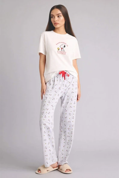 Defacto G8320AXGR93 Gri Snoopy Regular Fıt Kısa Kollu 2'li Takım ürün görseli 1