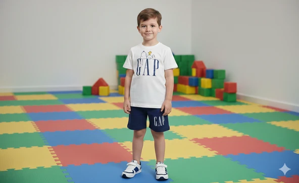 Snoopy Detaylı GAP Baskılı Çocuk Şortlu takım ürün görseli 1