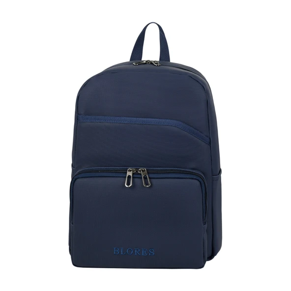 SUNİ DERİ ŞIK TASARIM LAPTOP BÖLMELİ SIRT ÇANTASI MAVİ ürün görseli 1