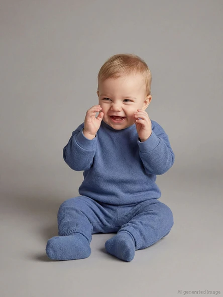 LCW baby Mavi Basic Erkek Bebek Sweatshirt ve Eşofman Altı ürün görseli 1