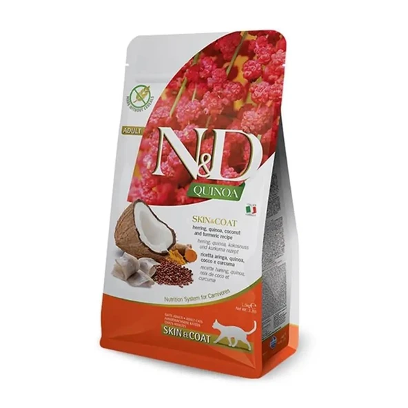 N&D Quinoa Skin & Coat Ringa Balıklı Kedi Maması 1.5 Kg ürün görseli 1