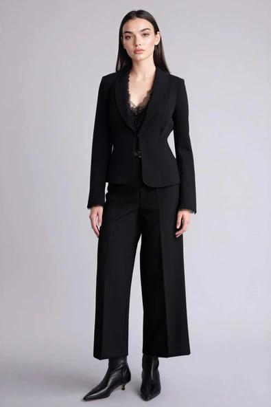 Defacto E7242AXBK81 Siyah Culotte Yüksek Bel Pantolon ürün görseli 1