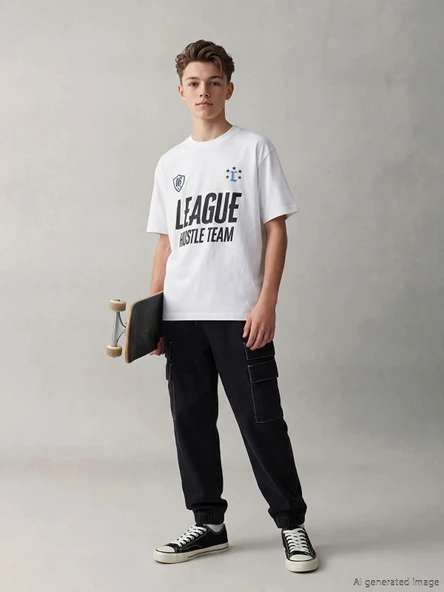 LCW Kids Siyah Loose Fit Erkek Çocuk Kargo Jean Pantolon ürün görseli 1