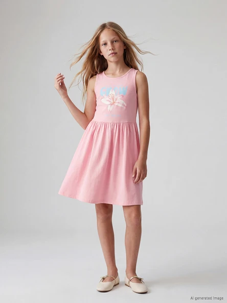 LCW Kids Pembe Desenli Kız Çocuk Elbise ürün görseli 1