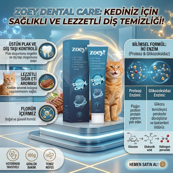 Zoey Dent Care Kedi ve Köpek Diş Macunu - Plak ve Tartar Önleyici Florürsüz Enzimatik Bakım ürün görseli 1