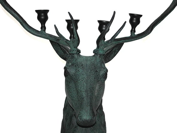 Metal Geyik Büstü Şamdan 136 Cm - Resim 2
