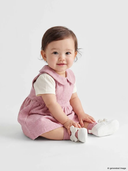 LCW baby Pembe Bebe Yaka Kız Bebek Elbise ve Tişört ürün görseli 1