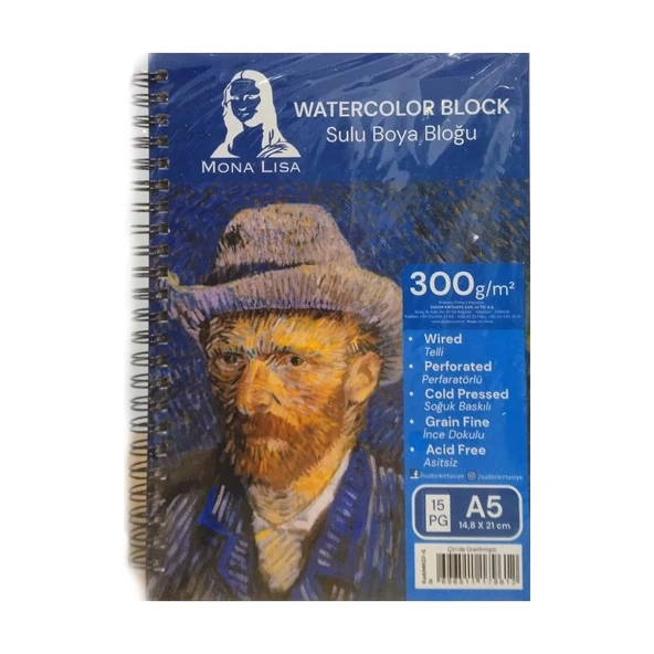 Mona Lisa Suluboya Bloğu Telli A5 20 Yp 300g ürün görseli 1