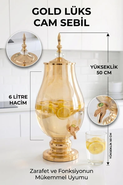 Cam Sebil - Yağlık, Şerbetlik, Sürahi - 6 Litre, 50 CM-6 ürün görseli 1