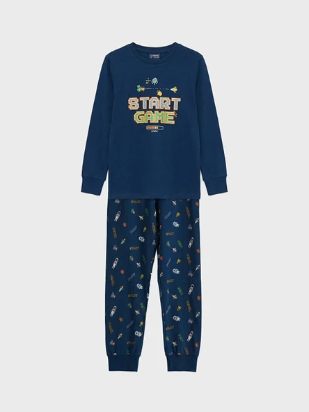 LCW Kids Lacivert Baskılı Erkek Çocuk Pijama Takım ürün görseli 1