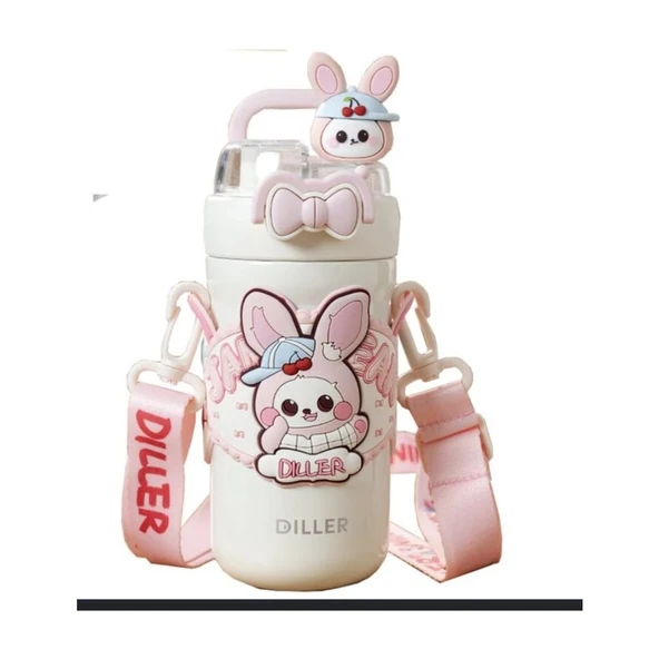 Vagonlife D9363 Pembe Tavşan Paslanmaz Çelik Termos 490 Ml ürün görseli 1