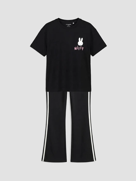 LCW Kids Siyah Miffy Baskılı Kız Çocuk Tişört ve Tayt ürün görseli 1