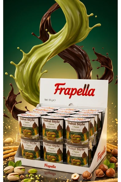 Dubai Style Kakaolu Fındık Kreması ve Antep Fıstık Kreması Grissini 55 Gr. x 24 Adet ürün görseli 1