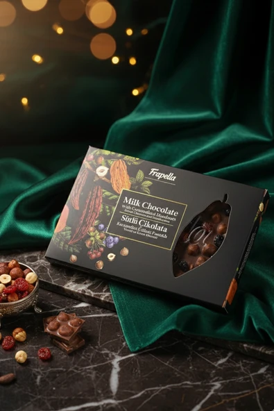 Sütlü Çikolata Karamelize Edilmiş Fındıklı Vişneli ve Yaban Mersinli 150 Gr. ürün görseli 1