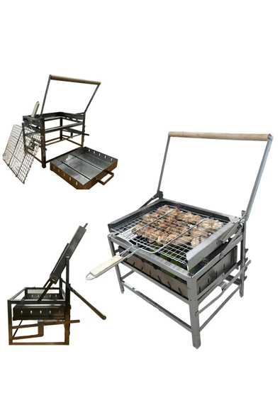 Teknomangal EEA463 Hareketli Mangal Paslanmaz Çelik 40x30 cm Izgara Telli ürün görseli 1