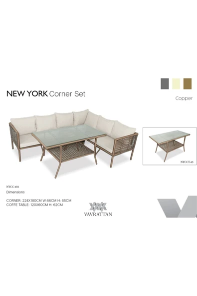 VAVRATTAN New York Rattan Köşe Takımı Küf ürün görseli 1