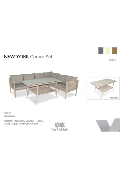 VAVRATTAN New York Rattan Köşe Takımı - Kum ürün görseli 1