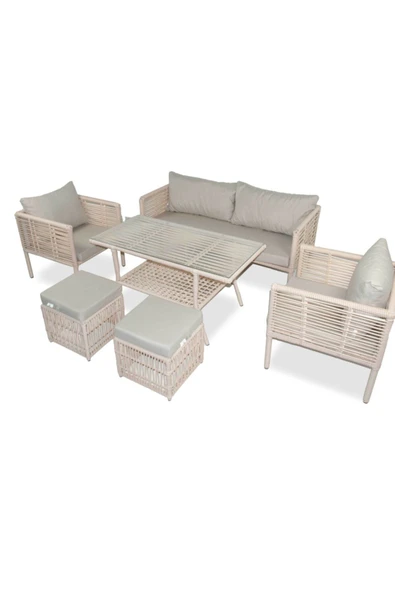VAVRATTAN New York Xl Rattan Bahçe Balkon Oturma Takımı Kum ürün görseli 1