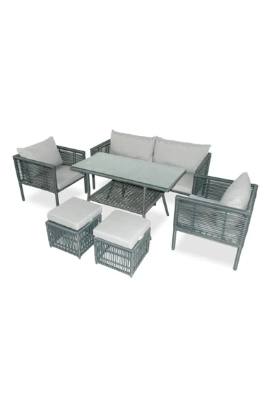VAVRATTAN New York Xl Rattan Bahçe Balkon Oturma Takımı Taş Gri ürün görseli 1