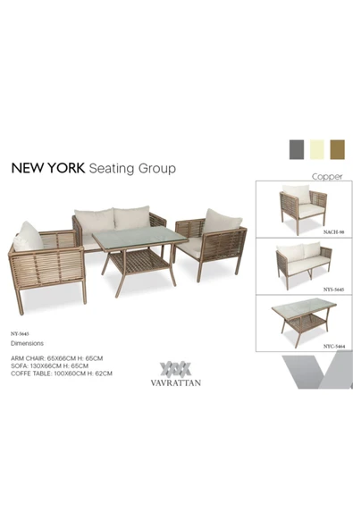 VAVRATTAN New York Rattan Bahçe Takımı 2 1 1 Sehpa-küf ürün görseli 1