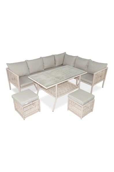 VAVRATTAN New York Xl Rattan Bahçe Balkon Köşe Takımı Kum ürün görseli 1