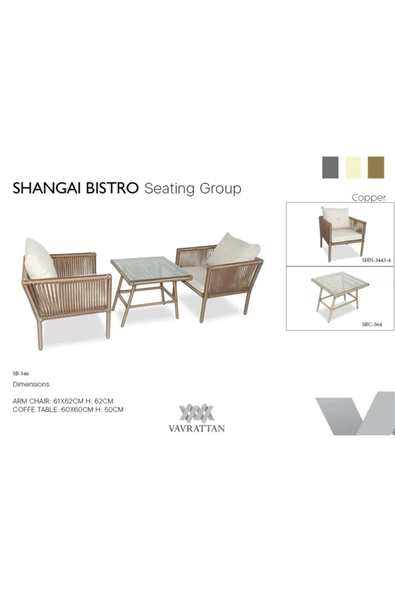 VAVRATTAN Shangai Bistro Rattan Bahçe Balkon Oturma Takımı Küf 1 1 Sehpa ürün görseli 1