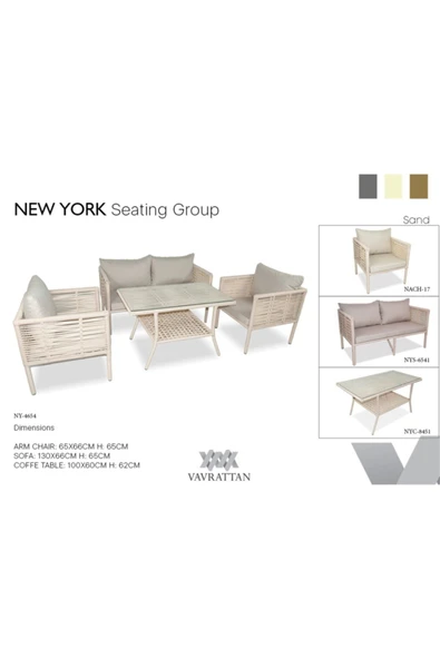 VAVRATTAN New York Rattan Bahçe Takımı 2 1 1 Sehpa-kum ürün görseli 1