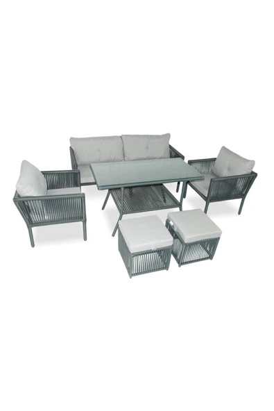 VAVRATTAN Shangai Deluxe Xl Rattan Bahçe Balkon Oturma Takımı-taş Gri ürün görseli 1