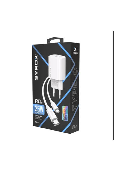 Syrox Samsung Galaxy S10 Lite Uyumlu 25W Type-C to Type-C Hızlı Şarj Cihazı / Şarj Aleti Adaptör 1122 ürün görseli 1