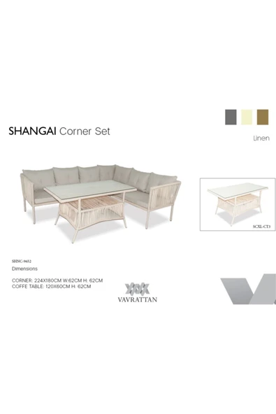VAVRATTAN Shangai Rattan Köşe Takımı Keten ürün görseli 1