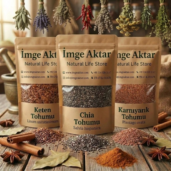 Karnıyarık Tohumu - Chia Tohumu - Keten Tohumu 3'lü Set (3x100 gr) ürün görseli 1