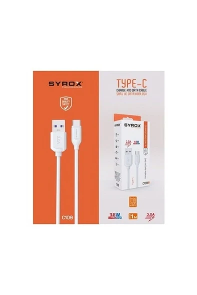 Syrox Type-c Girişli 18w 3.0a Hızlı Şarj Ve Data Kablosu ürün görseli 1