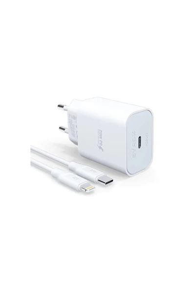 Syrox PD20L Apple iPhone uyumlu Hızlı Şarj Ale Seti Adaptör+Kablo Type-C çıkışlı adaptor Type-C-Lightning ürün görseli 1