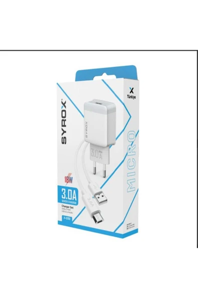 Syrox 18W 3.0 A mikro usb hızlı duvar şarjı ürün görseli 1